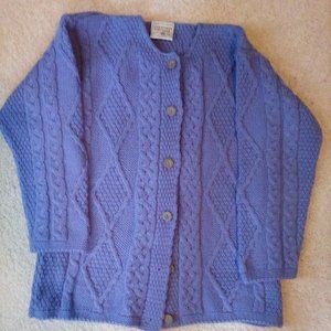 lilac Irish made cardigan sweater